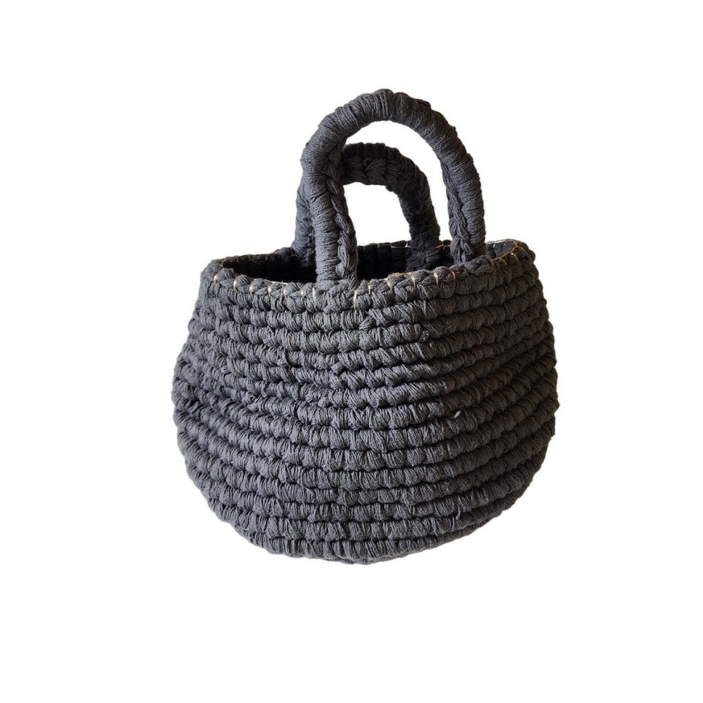 CRATE AND BARREL Crate & Kids Uma Grey Crochet Rope Bin
